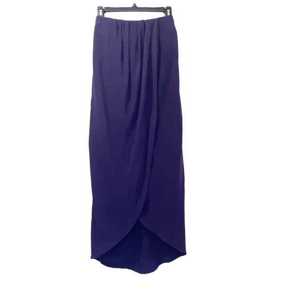 Olivaceous 100% silk layered plum maxi skirt - Picture 11 of 16